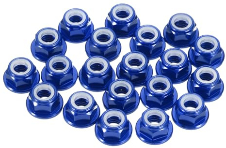 sourcing map Kontermuttern aus Aluminiumlegierung, M3 Pitch 0,5 mm, Flansch-Sechskantmuttern, Nylon-Verriegelung, gezahnt, für RC-Drohne, Quadcopter, Motorstütze, Adapter, FPV-Teile