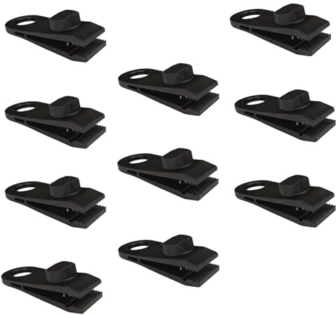 Vxcvzv Tarpaulin Tensioners, Pack of 10, Adjustable Reinforced Tarpaulin Clips for Tent Tarpaulin, Awnings, Tarpaulins, Camping, Garden, Patio, Universal Attachment