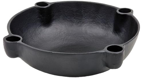 Bowl Dekoschale mit Kerzenhalter aus Aluguss Schwarz lackiert 24x7cm - Adventskranz Alternative Scandi