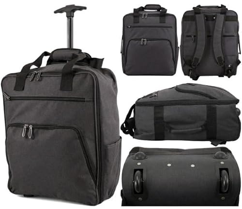 EasyJet Underseat Cabin Bag 45x36x20cm – Twill Wheeled Travel Holdall with Trolley Handle – Lightweight Soft Shell Carry On Luggage – Fits EasyJet Free Bag (TR-E-002)