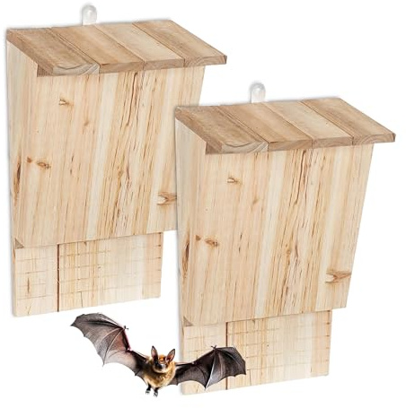 Relaxdays Juego de 2 refugios para murciélagos, Resistente a la Intemperie, 34 x 22,5 x 13 cm, Madera.