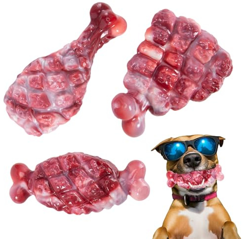 YINEYA Indestructible Dog Toys for Aggressive Chewers 3 Pack, Tough Dog Chew Toys for Aggressive Chewers Medium and Large Breeds, Durable Dog Toy to Keep Them Busy, Beef Flavored