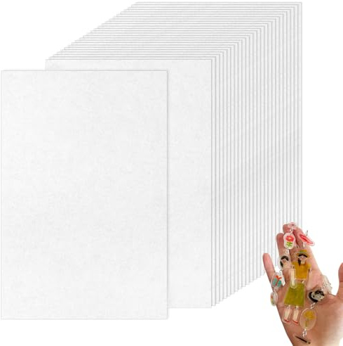 Foonary 26 fogli di pellicola termoretraibile stampabile - A4 Shrink Plastic 0,3mm, pellicola termoretraibile per Natale, pellicola trasparente termoretraibile per bambini, fai da te, artigianato e
