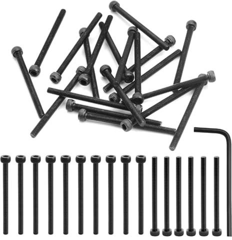 120 PcsTornillos M3, tornillos de cabeza hueca hexagonal M3 x 40 mm, tornillo negro rosca completa, con llaves