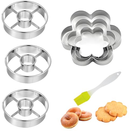 Metal Donut Cutter with Center Hole, 3.86 inches Multi Purpose Doughnut Cutter, Baking Tools for Donut Biscuits Bagels