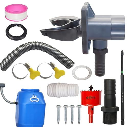 Deviatoio per Cisterna Piovana Fai Da Te con Kit di Parti,Tubo Flessibile Di Scarico Grondaia Tetto - Kit Deviatore Acqua,Per Uso Esterno in Casa Giardino con Grondaie da 70 a 110 mm per Prato e Patio