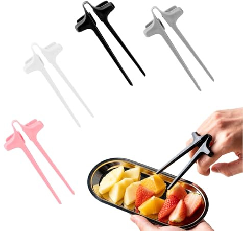 4 Pcs Plastic Finger Chopsticks,Reusable Snack Chopsticks for Gamers,Lazy Auxiliary Chopstick with Serrated Grip,Snack Tweezer Tongs Food Clips Keep Your Hands Clean for Working,Playing Game,Studying