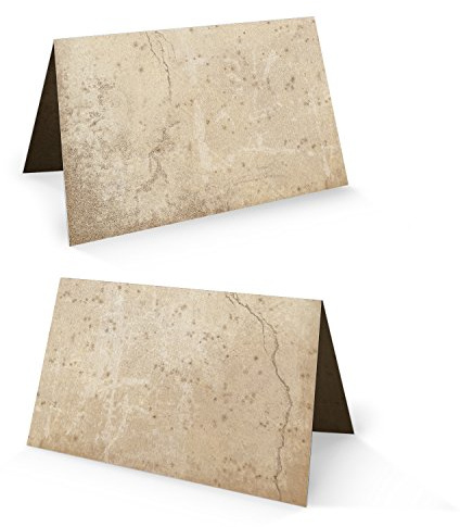 Tischkarten Vintage, 50er Set: Namensschilder Hochzeit, Geburtstag, Taufe, Konfirmation & Kommunion, Platzkarten Tisch, Buffet-Schilder zum Beschriften, Tischdeko Blanko, Sitzplatzkarte, 8,5 x 5,5 cm