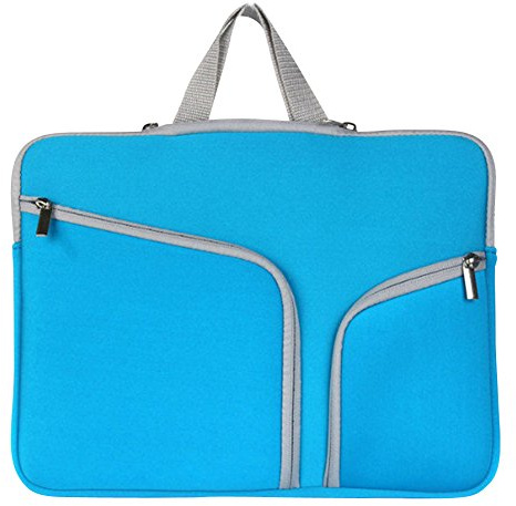 17 Inch Laptop Sleeve 360° Protective Case Cover with Two Lateral Pockets Zipper Handle with Great Space for Laptops/Notebooks/Ultrabooks/Netbooks Blue
