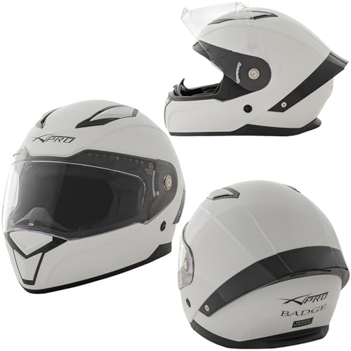 A-Pro Integralhelm Motorradhelm Rollerhelm Anti-Kratz-Visier Helm Weiss L