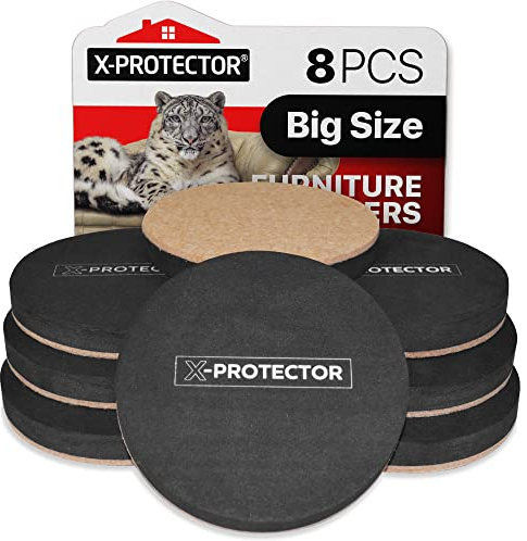 Felt Furniture Sliders Hardwood Floors X-PROTECTOR – 8 PCS 4 3/4 inch