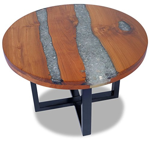 Festnight Couchtisch Kaffeetisch aus massivem Teak und Mangoholz Coffee Tisch Sofatisch Beistelltisch Durchmesser 60cm