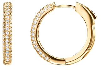 PAVOI 14K Gold Plated 925 Sterling Silver Cubic Zirconia Hoop Earrings | 20 Millimiters Yellow Gold Hoops Earring