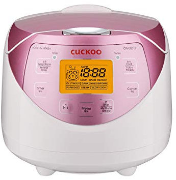 CUCKOO CR-0631F Digitaler Reiskocher klein, Reiskocher Dampfgarer, 1l, Micom Fuzzy Logic, Timer, LCD-Display, 7 Koch- & 3 Zusatzfunktionen, Antihaftbeschichtung, electric rice cooker mini digital weiß
