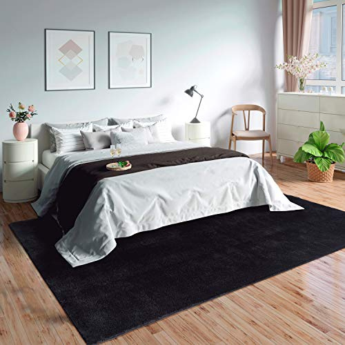 Mia's Teppiche Olivia Wohnzimmer/Schlafzimmer Teppich - waschbar - 160x220 cm, Schwarz