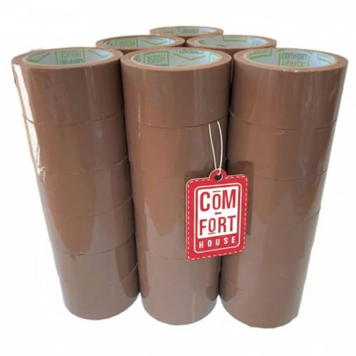 COM-FORT HOUSE Cinta Adhesiva Marrón 48 mm × 132 m Pack 36 | Alta resistencia, Adhesión fuerte, Desenrollado uniforme, Uso profesional