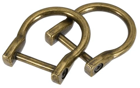 sourcing map 23mm(0.91) U Shape Horseshoe D-Rings Screw-in Shackle Buckle for DIY Craft, Bronze Tone 4pcs