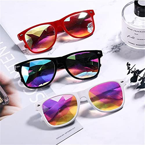 JIMINISO Kaleidoskop-Brille für Damen, Rave, Festival, Sonnenbrille, holografische Brille, bunt, Promi-Party-Eyewear M139