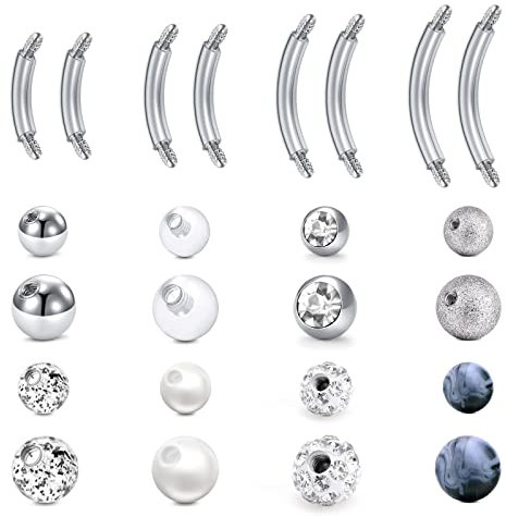 Briana Williams 8stk Bauchnabelpiercing Kugeln Chirurgenstahl 14G Curved Barbell Banane Bar 6/8/10/12mm Piercing Schmuck