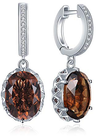 JewelryPalace örhängen Med Oval Slipning 7,2ct äkta Rökkvarts Silver 925 Damer, Bruna Naturstenar Smyckeset, örhängen Silver ädelstenar Flickor, Kreoler Silver Mode Smycken Med Sten För Kvinnor Gåvor