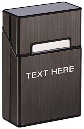 Personalisiertes Zigarettenetui mit Gravur,Zigarettenbox aus Aluminium Magnetisierte Deckel Zigarettenetuis für 20 Zigaretten (Schwarz)