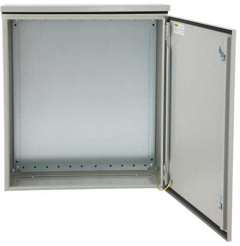 VEVOR Electrical Enclosure, 24x24x8in, Tested to UL Standards NEMA 4 Outdoor Enclosure, IP65 Waterproof & Dustproof Cold-Rolled Carbon Steel Hinged Junction Box for Outdoor Indoor Use, with Rain Hood