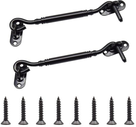 Yosawo 2 ganchos para tormentas de acero inoxidable para cabina, ganchos de visión, para puertas correderas, ventanas, casetas de jardín (negro-6)