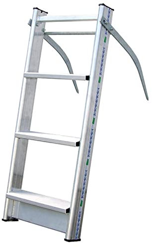 Bavaria Dachleiter aus Aluminium und verzinktem Stahl I Reetdach-Leiter mit 400mm Einhängedorn I einhändig umsetzbar I extrabreite & rutschsichere Stufen I 0,98m lang, 5,6kg leicht I sicher & robust