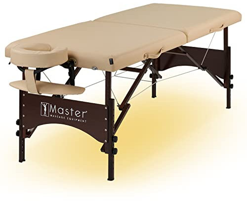 Master Massage Argo 71cm Mobile Massageliege Therapiebank Kosmetikliege mit Ambiente Beleuchtung Beige