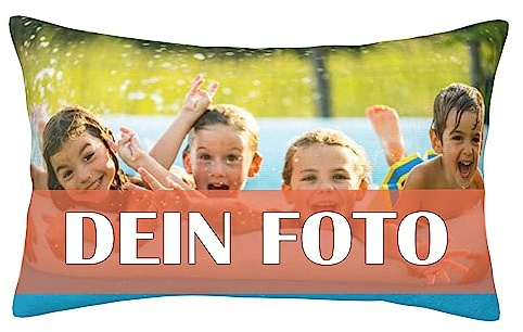 Personalisierter Foto-Kissenbezug mit eigenem Bild und Text, Kissenhülle selbst gestalten, bedruckter Deko-Kissenbezug als Geschenk für Geburtstag, Familie, Haustier, ohne Füllung, 75 x 50 cm
