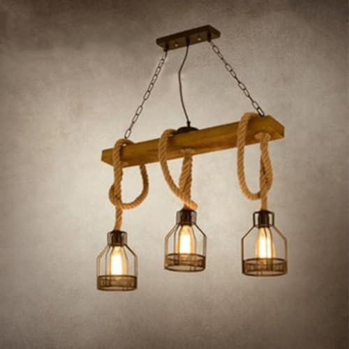 Lampadario vintage in corda di canapa industriale rurale retrò tavolo da pranzo lampadario con altezza regolabile soggiorno ristorante caffetteria creativa soffitta lampadario illuminazione a soffitto