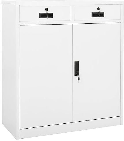 THOYTOUI Büroschrank, Vorratsschrank Stahlschrank Werkzeugschrank Metallschrank Geeignet für Garagen Lagerhaus Schulen Supermärkte Weiß 90x40x102 cm Stahl