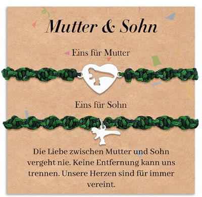 SUNSH Mutter Tochter Geschenk, Mutter Sohn Armband, Muttertags Geschenk, Geschenke für Mama Tochter Sohn, Weihnachten Geburtstag Muttertag, Liebes Dinosaurier Armband