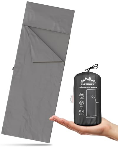 Alpenwert Sleeping Bag Ultralight [Feather-Light 290g] Summer Sleeping Bag Travel Bed Linen Small Pack Size Ticking Travel Blanket Including Pillow Compartment - 220 cm x 80 cm