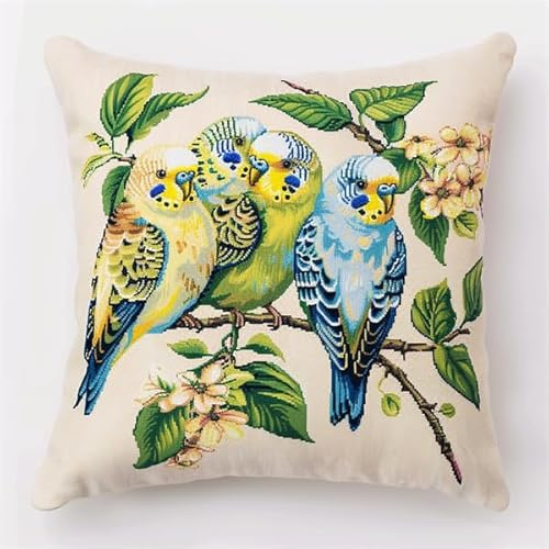 Kitquiver Knüpfen Set Anfänger Vogel Knüpfset für Erwachsene (43X43cm) Knüpfen Handarbeit Set Kissen Bastelset Knüpfen Handwerksset Kissen DIY Bastelset für Anfänger für die Sofa-Heimdekoration