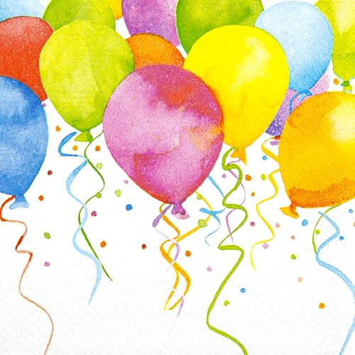 HOME FASHION Serviette Ballon Party, 33x33 cm, 3-lagig, 20 Stück, Tischdeko, Partydeko, Geburtstagsdesign