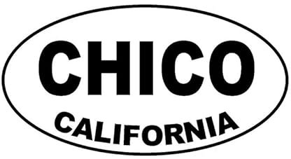 JIFENLI Autoaufkleber 15CM * 8CM Oval Auto Aufkleber Vinyl Aufkleber CHICO CALIFORNIA Schwarz Silber