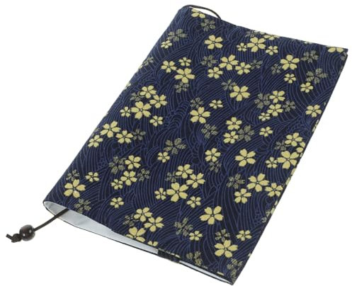 DIYEAH 4stücke Decorative Buchhülle Aus Stoff Mit Verstellbarem Design Handgefertigt Und Schützend Für Notizbuch Und Tagebuch Tiefblauer Kirschblüten-