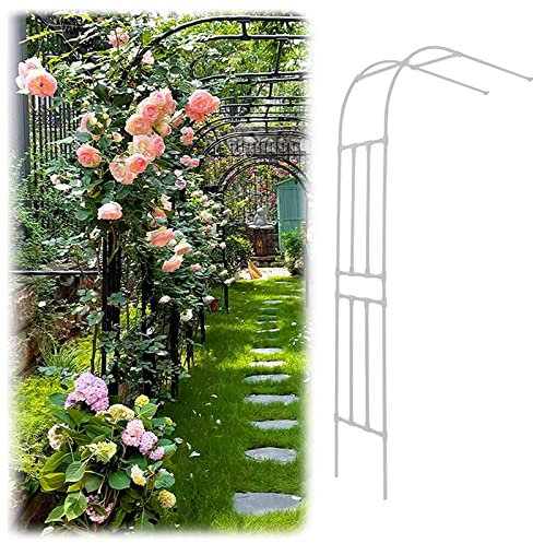 Halbrunder Gartentorbogen aus Metall für Rosen, Kletterpflanzen, Stütze, robuste röhrenförmige Laube für Weg, Wandmontage, Gartendekoration in Schwarz und Weiß, stabiler Halbbogen Rosentorbogen