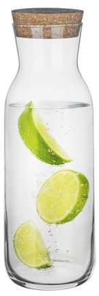 KONZEPT 2 jarras de agua con tapa, jarra de cristal de 1 litro, jarra de cristal, ideal para agua, zumo, limonada y leche