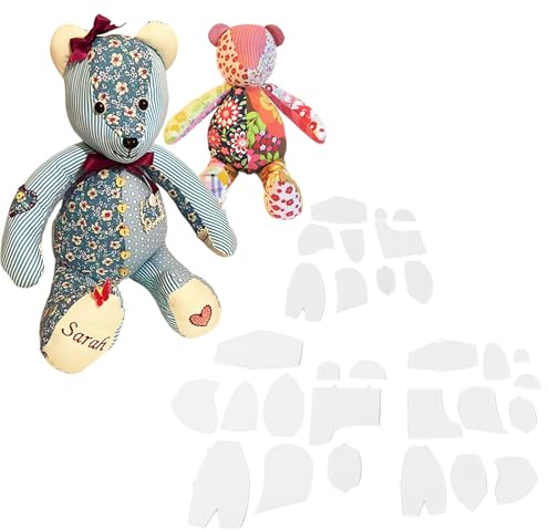 Plantilla de Patrones de Costura de 30 Piezas Memory Bear, Juego de Reglas de Plantilla Acrílica Memory Bear, Reglas y Plantillas para Acolchar, Patrones de Osos Memory para