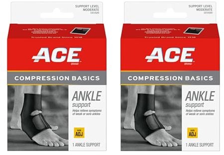 ACE Sport Basics Ankle Support 101020, Adjustable, Works on Either Ankle, 2 Pack