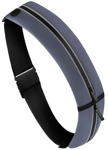 moex Lauftasche Jogging für HMD Arc Handytasche zum Joggen, Handy Laufgürtel, Bauchtasche Sport Laufgurt Fitness Running Belt, Sportgürtel Hüfttasche, 2 Fächer, Grau