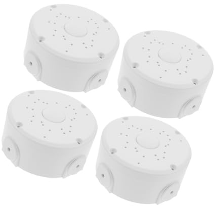 Anneome 4 Pcs Waterproof Outdoor Camera Junction Box with Cable Hiding, Plastic Hemispherical Electrical Mounting Box for Wall Installation, White, Sleek and Simple Design