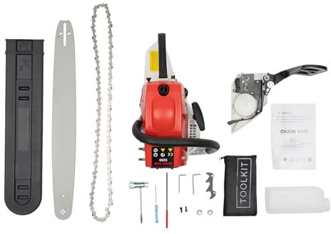 Motosierra de gasolina de 52 cm³, 22 pulgadas, 7500 rpm, profesional y segura para trabajos forestales, jardinería, incluye bolsa de herramientas y botella mezcladora de combustible