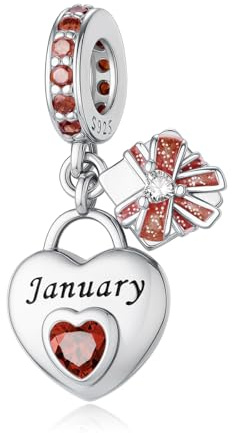LONGLUCK Charms en pierre de naissance en argent sterling 925 pour bracelet et collier Joyeux anniversaire charme jour de la mère Bijoux cadeau pour les femmes