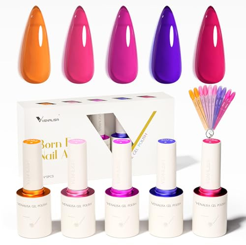 VENALISA UV Nagellack Set 5 Farben Gellack Nagellack Gel Polish Set Farbgel für Gelnägel UV Lack Soak Off gellack für UV Lampe 2510
