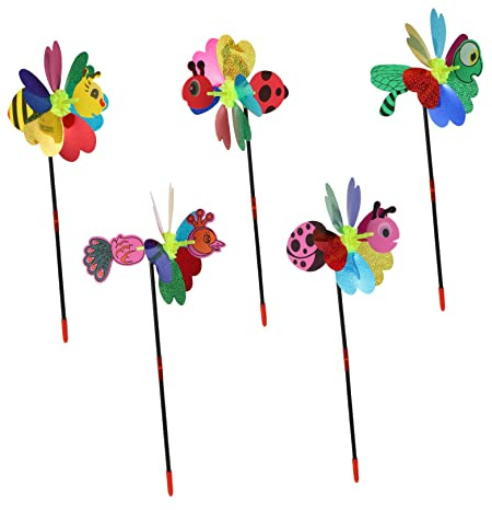 TOYANDONA 5pièces Moulin à Vent Décoratif Plastique Élégant Jouet Extérieur pour Garçon Fille Lot