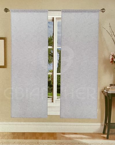 GBiancheria Coppia Tende Tinta Unita Eleganti e Versatili con effetto Lino 45x150 45x240 per Finestre e Portefinestre Pronte da Appendere (Grigio, 45x150 cm)