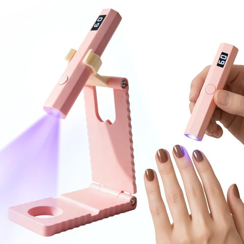 Mini UV Lampe für Gelnägel, aufladbarer Nageltrockner mit Ständer, 2‑Timer | Tragbare UV‑Nagellampe. Zwei Timer‑Einstellungen sorgen für schnelles Aushärten von Gel‑Nagellack bei der Heim‑Maniküre